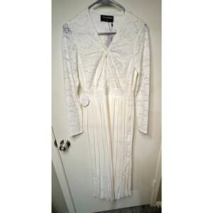Little Mistress white pleated Midaxi Dress Size 6
